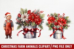 Watercolor Christmas Farm Clipart Product Image 1