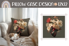Floral Heart Pillow Design, Flowers Pillow Template Product Image 1