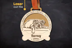 Dog Medal English bulldog SVG laser cut files for Glowforge Product Image 1