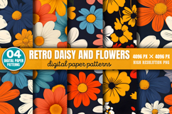 Retro Daisy and Flowers Patterns Paper Bundle PNG Product Image 2