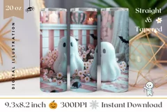 3D Halloween Tumbler Design, Funny Ghost Tumbler PNG Product Image 1