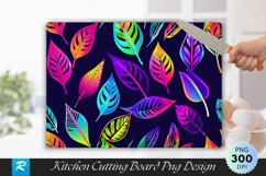 Neon Leaves Cutting Board Sublimation Design Product Image 1
