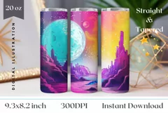 Neon Space Tumbler Wrap, Galaxy Tumbler Sublimation PNG Product Image 1
