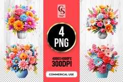 Colorful Flower Bouquet Clipart Sublimation PNG Product Image 1