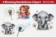 Blowing Dandelions Clipart PNG Product Image 1