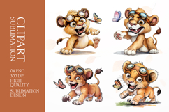 Grumpy playing lion watercolor clipart sublimation Product Image 1