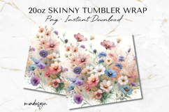 Wildfower Tumbler Wrap PNG, 20oz Floral Sublimation Design Product Image 2
