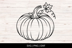Hand Drawn Pumpkin SVG With Leaf Product Image 1