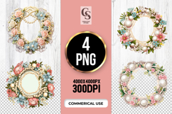 Floral Pearl Wreath Clipart Sublimation PNG Product Image 1