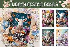 Happy Easter Card Printable, Easter Lamb Card Design Product Image 1