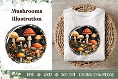 Cartoon Mushrooms Illustration PNG, Night Forest PNG Product Image 1