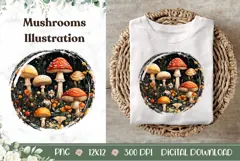 Cartoon Mushrooms Illustration PNG, Night Forest PNG Product Image 1