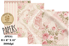 Shabby Chic, Pink, Paper, Floral, Papers, Junk Journal Product Image 1