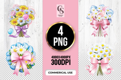 Daisy Flower Bouquet Clipart Sublimation PNG Product Image 1