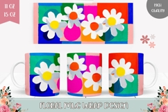 Pop Art Mug Wrap Design, Abstract Flowers Mug Sublimation Product Image 1