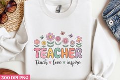 Teacher teach love inspire PNG, Teacher Back T Product Image 1