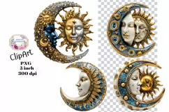Moon, Sun, Stars, Fantasy, Ephemera, PNG, Clipart Product Image 1