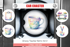 Groovy Teacher Retro Car Coaster Product Image 1