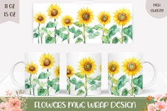 Sunflowers Mug Template, Watercolor Sunflowers Sublimation Product Image 1