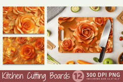 Fall 3D Orange Roses Cutting Boards sublimation Design Product Image 1