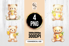Cute Teddy Bear Lemonade Clipart Sublimation PNG Product Image 1
