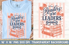 Readers Are Leaders Png, Book Lover Sublimation Png. Product Image 1