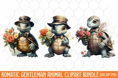 Romantic Gentleman Animal clipart, Watercolor Clipart Product Image 1