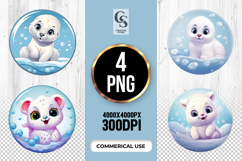 Cute Baby Polar Animal Clipart Sublimation PNG Product Image 1