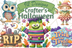 Kawaii Halloween Clipart Cute Kids and Candy Elements Png Product Image 1