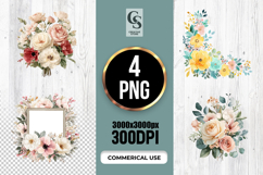 Elegant Watercolor Floral Bouquet Clipart Sublimation PNG Product Image 3