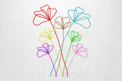 Rainbow Line Art Floral Bouquet Embroidery Design Product Image 1