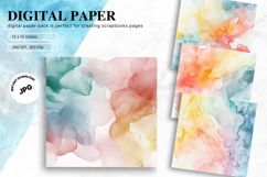 Rainbow Watercolor Alcohol Ink Background Digital Paper Product Image 1