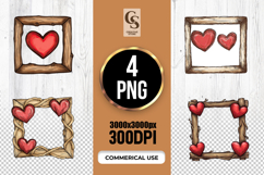 Rustic Heart Wooden Frame Illustration Clipart PNG Product Image 1