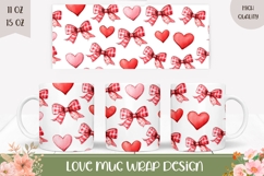 Love Hearts Mug Wrap Design, Love Bows Mug Sublimation Product Image 1