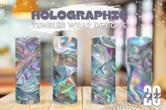 Holographic Waves Tumbler Sublimation, Neon Tumbler Wrap PNG Product Image 1
