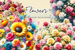 Flowers blooming Watercolor clipart, Floral clipart Product Image 1