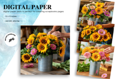 Sunflower Background Wallpaper Digital Paper Wall Art Product Image 1