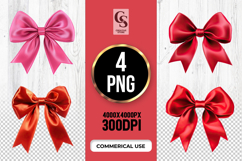 Red and Pink Ribbon Bow Clipart Sublimation PNG Product Image 1