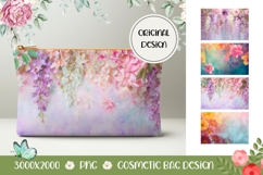 Wisteria Cosmetic Bag, Floral Cosmetic Bag Print Product Image 1