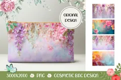 Wisteria Cosmetic Bag, Floral Cosmetic Bag Print Product Image 1