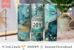 Marble Tumbler Wrap Design, Choose Joy Tumbler Template Product Image 1