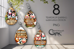 Funny farm | farmhouse Teardrop earring sublimation designs Product Image 1