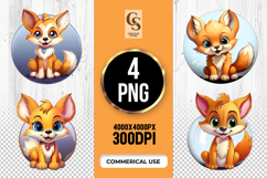 Cute Baby Fox Clipart Sublimation PNG Product Image 1