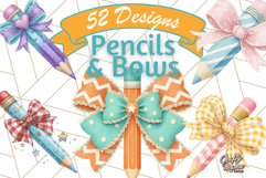 Chubby Pencil With Bows PNG Clipart, Cute School Supply Png Product Image 1