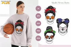 Messy Bun Skull Girl with Sports Glasses Illustration Set Product Image 1