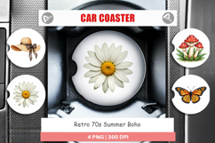 Retro 70s Summer Boho Car Coaster Product Image 1