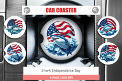 Car Coaster Shark 4th of July Product Image 1