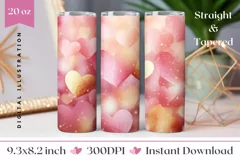 Glitter Hearts Tumbler Wrap, Valentine's Day Tumbler PNG Product Image 1