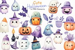 Cute Halloween Watercolor 76 Cliparts Ai Generated Art Product Image 1