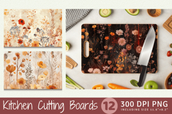 Boho Dried Flowers Cutting Boards sublimation Design Product Image 1